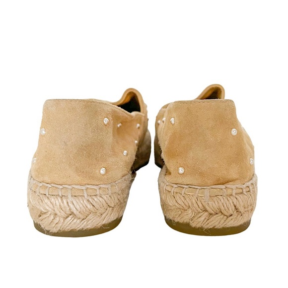 Chanel Beige Pearl Studded CC Logo Two Tone Black Cap Toe Suede Espadrilles 37 - Picture 8 of 11